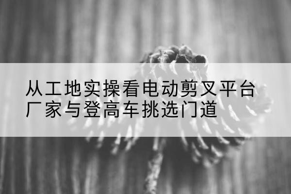 凌源电动剪叉升降平台厂家-从工地实操看电动剪叉平台厂家与登高车挑选门道